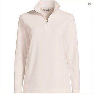 Lands' End Ivory Latte Anyweather Fleece Quarter Zip Pullover